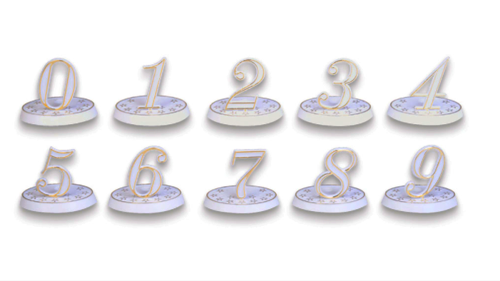 Coppia di numeri in plastica + basetta